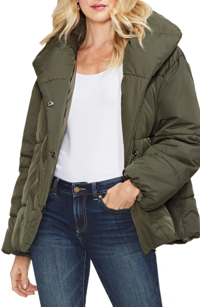 Shop Vince Camuto Matte Quilted Puffer Jacket In Rich Olive