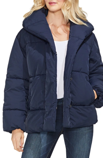 Shop Vince Camuto Matte Quilted Puffer Jacket In Classic Navy