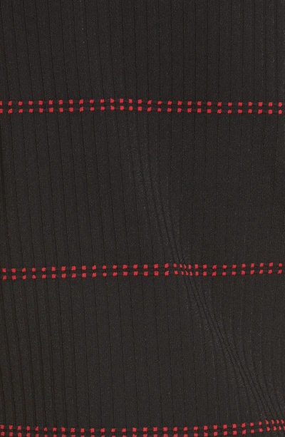 Shop St John Textured Stripe Sleeveless Top In Caviar/ Burnt Red