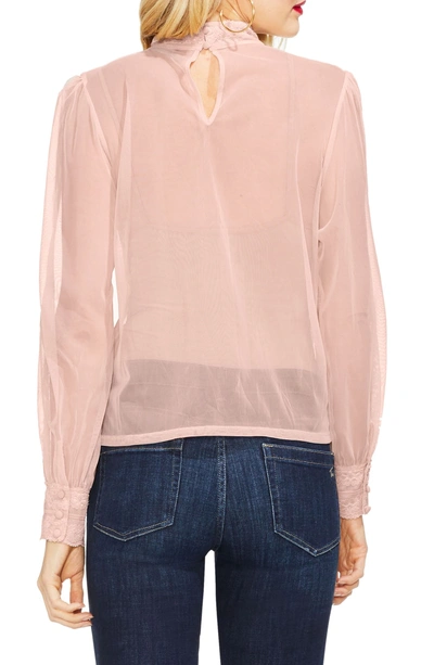 Shop Vince Camuto Lace & Chiffon Top In Rose Buff