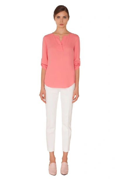 Shop Akris Punto Silk Blouse In Peony