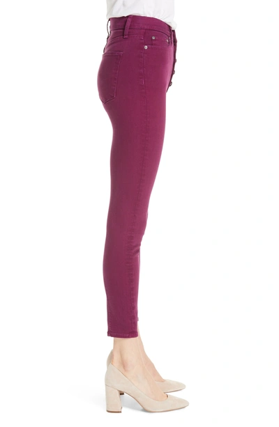 Shop Alice And Olivia Ao. La Good High Rise Exposed Button Fly Colored Jeans In Currant