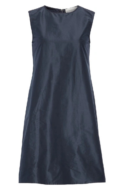 Shop Mansur Gavriel Cotton & Silk Taffeta Shift Dress In Blu