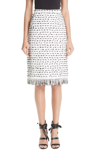 Shop Oscar De La Renta Fil Coupe Tweed Pencil Skirt In Whb-white Black