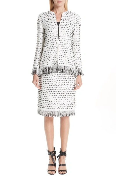 Shop Oscar De La Renta Fil Coupe Tweed Pencil Skirt In Whb-white Black