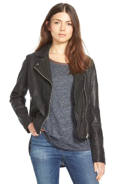 Shop Madewell Washed Leather Moto Jacket In True Black