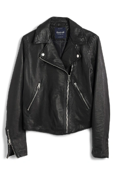 Shop Madewell Washed Leather Moto Jacket In True Black