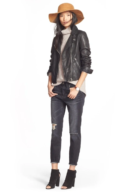 Shop Madewell Washed Leather Moto Jacket In True Black