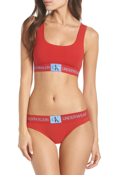 Shop Calvin Klein Logo Bikini In Manic Red