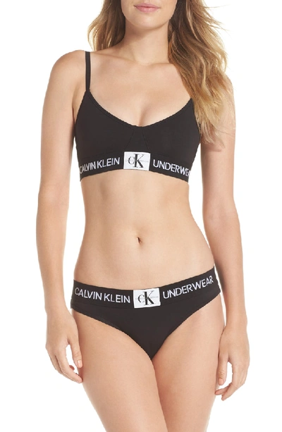 Shop Calvin Klein Logo Bikini In Black