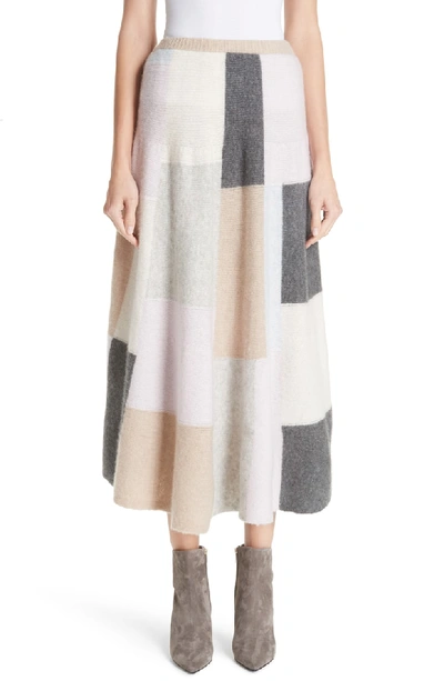 Shop Adam Lippes Patchwork Cashmere & Silk Skirt In Plaid Multi