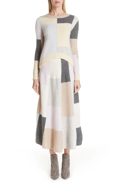 Shop Adam Lippes Patchwork Cashmere & Silk Skirt In Plaid Multi