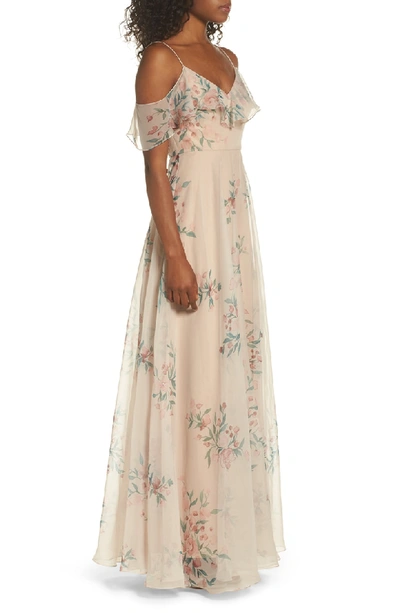 Shop Jenny Yoo Mila Cold Shoulder Gown In Blush Chai