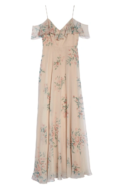 Shop Jenny Yoo Mila Cold Shoulder Gown In Blush Chai