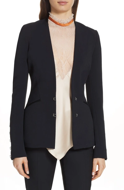 Shop Jonathan Simkhai Compact Stretch Basque Blazer In Black