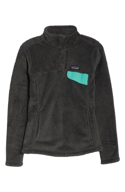 Shop Patagonia Re-tool Snap-t Fleece Pullover In Ink Black W/ Vjosa Green X-dye
