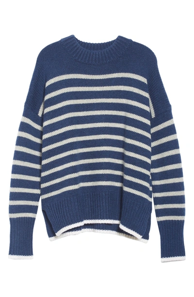 Shop La Ligne Marin Stripe Cashmere & Wool Sweater In Blue Marle/ Grey Marle/ Cream