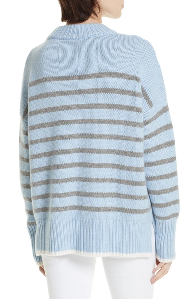 Shop La Ligne Marin Stripe Cashmere & Wool Sweater In Pale Blue Marle/ Grey/ Cream