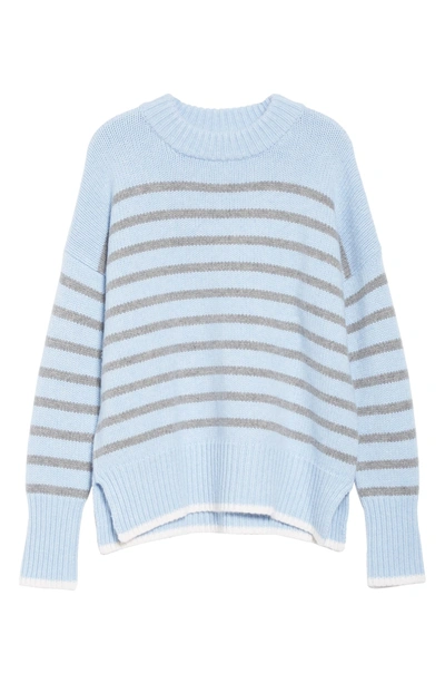 Shop La Ligne Marin Stripe Cashmere & Wool Sweater In Pale Blue Marle/ Grey/ Cream