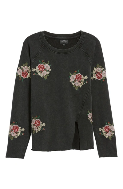 Shop Lucky Brand Floral Embroidered Sweatshirt In Lucky Black