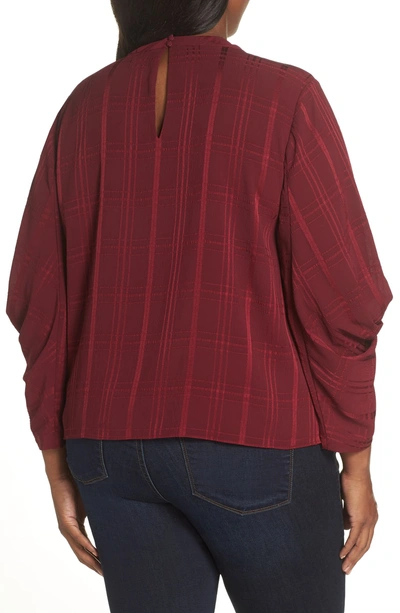Shop Vince Camuto Plaid Jacquard Top In Manor Red