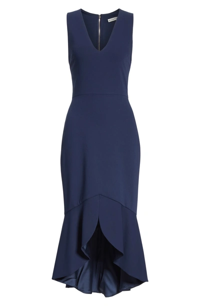 Shop Alice And Olivia Blakesley Split Front Fit & Flare Dress In Sapphire