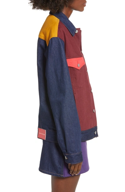 Shop Calvin Klein Jeans Est.1978 Colorblock Trucker Jacket In Ukelely Patch