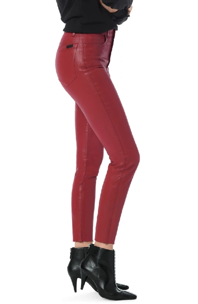 Shop Joe's Charlie Coated High Waist Ankle Skinny Jeans In Ruby Red