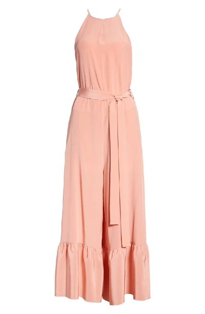 Shop Tibi Ruffle Silk Jumpsuit In Shell