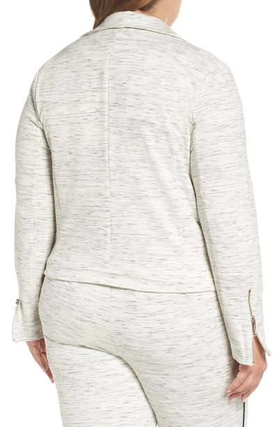 Shop Tart Gracia Moto Jacket In Ivory Grey Space Dye
