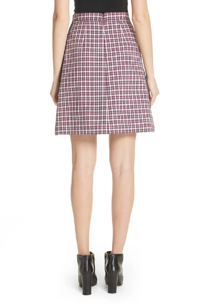 Shop Burberry Stanforth Plaid A-line Skirt In Burgundy