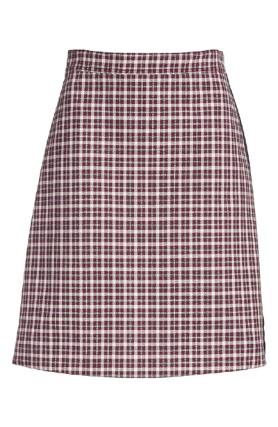 Shop Burberry Stanforth Plaid A-line Skirt In Burgundy