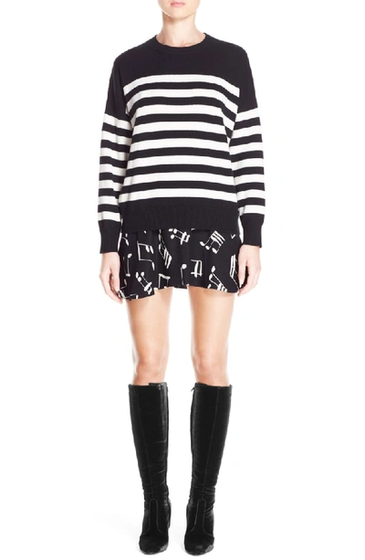 Shop Saint Laurent Stripe Cashmere Sweater In Black Creme