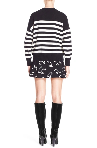 Shop Saint Laurent Stripe Cashmere Sweater In Black Creme