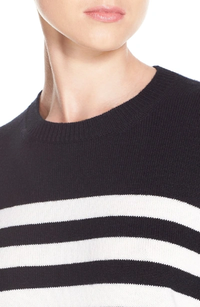 Shop Saint Laurent Stripe Cashmere Sweater In Black Creme