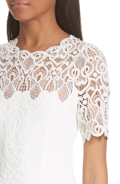 Shop Jonathan Simkhai Mixed Media Lace Mini Tee Dress In White