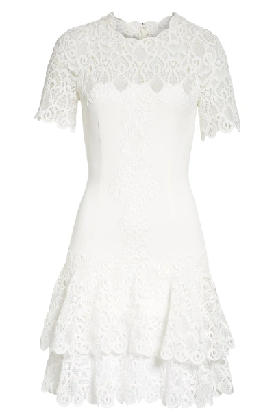 Shop Jonathan Simkhai Mixed Media Lace Mini Tee Dress In White