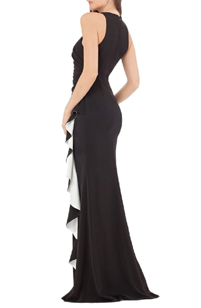 Shop Carmen Marc Valvo Infusion Carmen Marc Valvo Couture Infusion Ruffle Gown In Blk/white