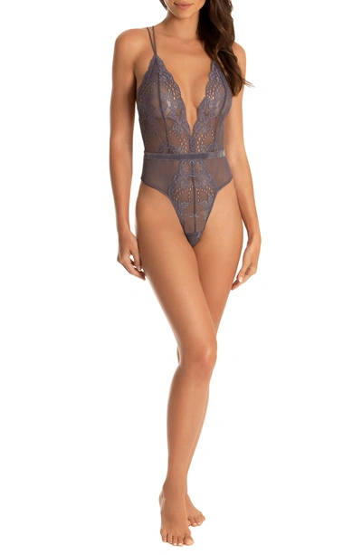 Shop In Bloom By Jonquil Balance Lace Thong Teddy In Smoke