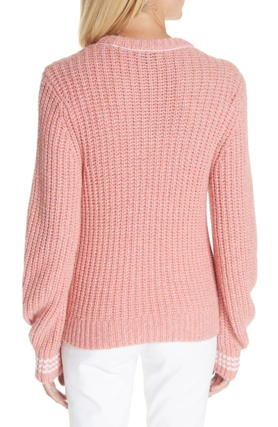 Shop Rag & Bone Cheryl Stripe Cuff Wool Blend Sweater In Pink Multi