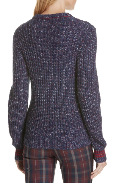 Shop Rag & Bone Cheryl Stripe Cuff Wool Blend Sweater In Navy/ Red