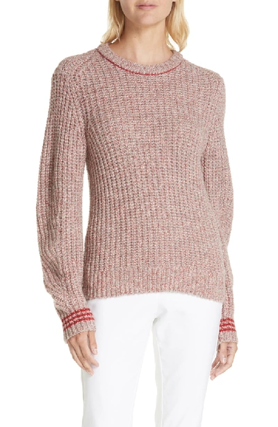 Shop Rag & Bone Cheryl Stripe Cuff Wool Blend Sweater In Grey/ Red