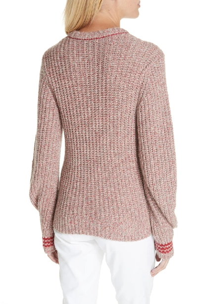 Shop Rag & Bone Cheryl Stripe Cuff Wool Blend Sweater In Grey/ Red