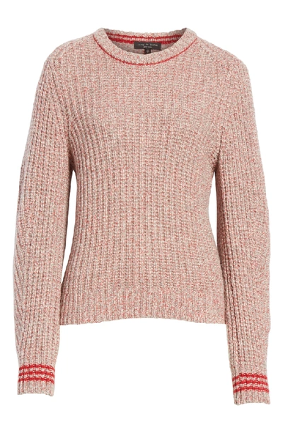 Shop Rag & Bone Cheryl Stripe Cuff Wool Blend Sweater In Grey/ Red
