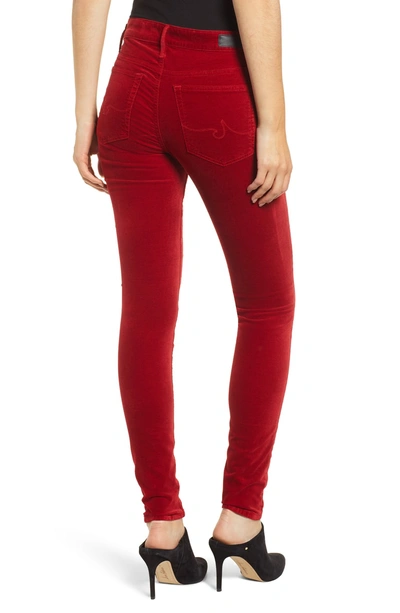 Shop Ag The Farrah High Waist Velvet Jeans In Red Amaryllis