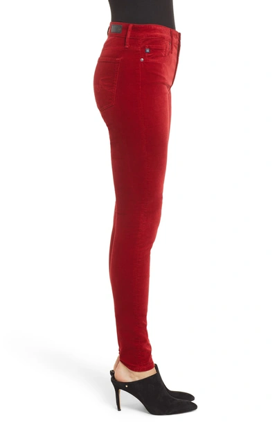 Shop Ag The Farrah High Waist Velvet Jeans In Red Amaryllis