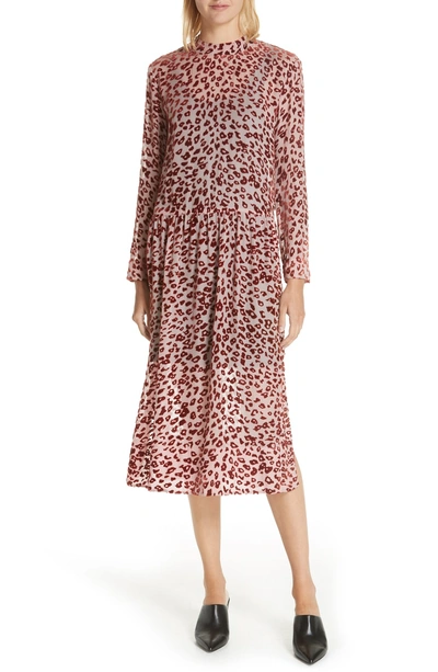 Shop Rag & Bone Gia Devore Leopard Spot Dress In Pink/ Rust