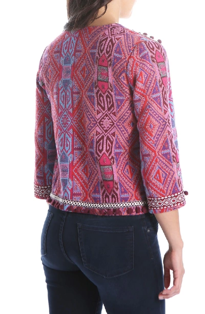 Shop Kut From The Kloth Gwyneth Embellished Collarless Jacket In Berry/ Wine