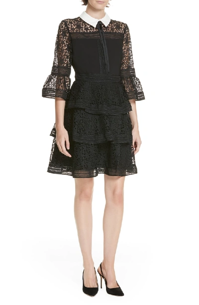 Shop Ted Baker Star Lace Ruffle Dress In Black