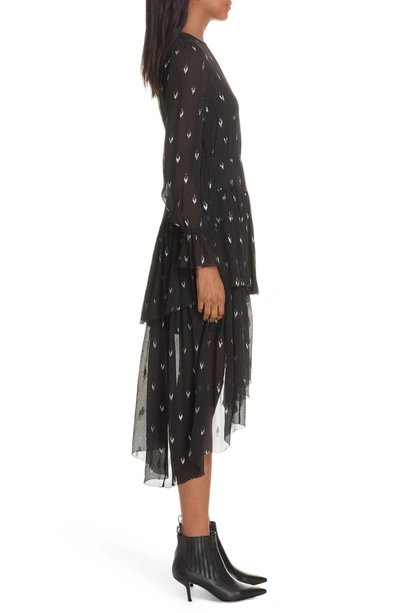 Shop Joie Maylene Asymmetrical Silk Blend Dress In Caviar
